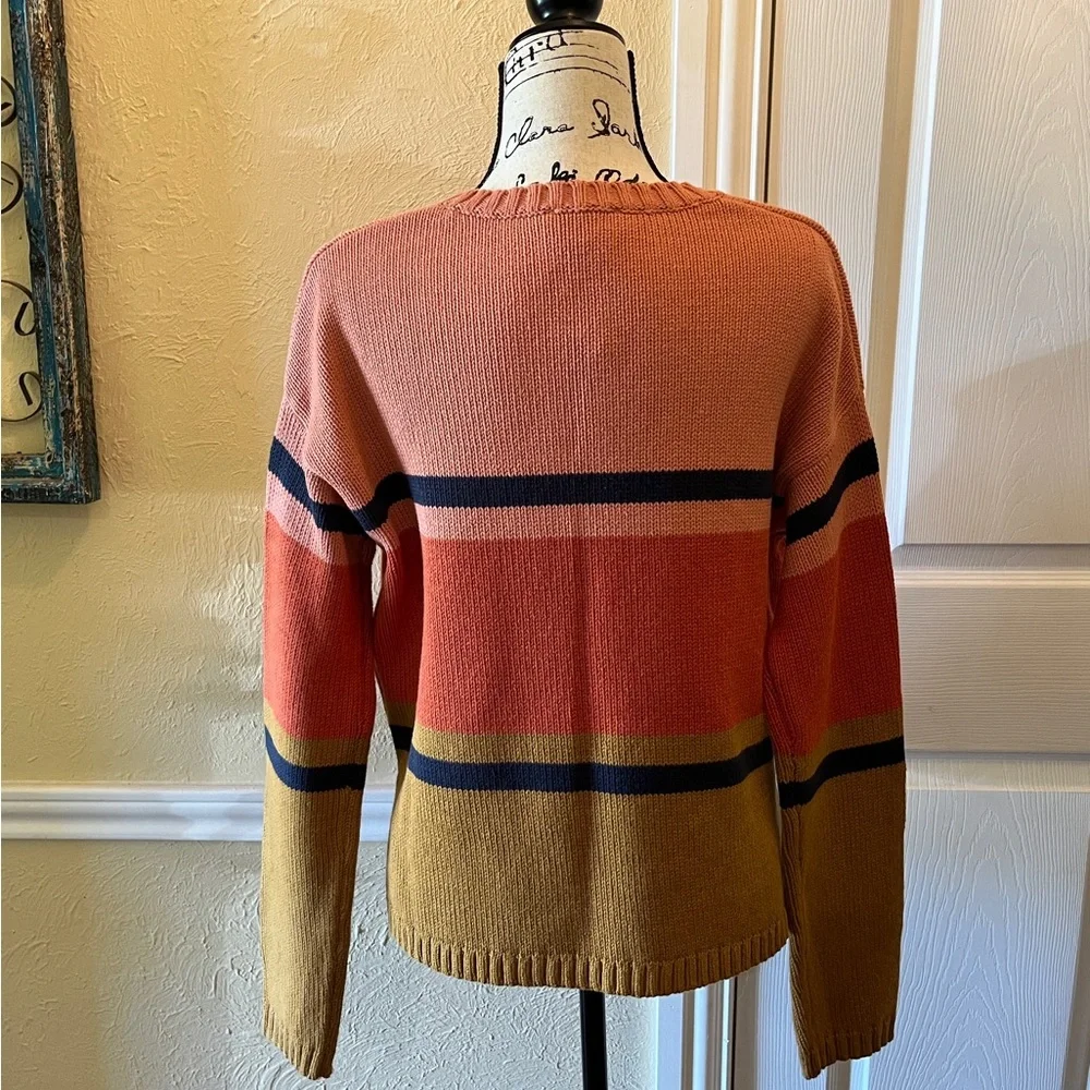 Pendleton Women’s Relaxed-fit Stripe Pullover Sweater Pink Tan Size M NWT - Picture 4 of 8